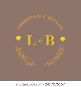 Iniciales LB letra monograma empresa de oro diamante lujo