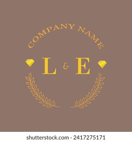 Iniciales LE letra monograma empresa de oro diamante lujo