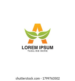 Initials A With Leaf Logo Vector Illustration Icon