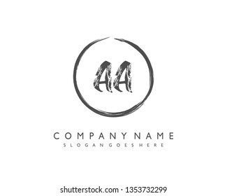 initials letter AA handwriting logo vector template