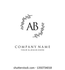 
initials letter AB handwriting logo vector template