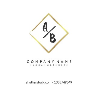 initials letter AB handwriting logo vector template