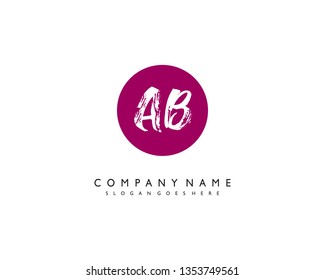 initials letter AB handwriting logo vector template