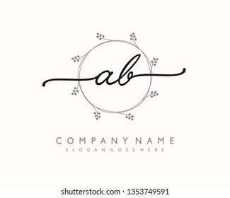 initials letter AB handwriting logo vector template