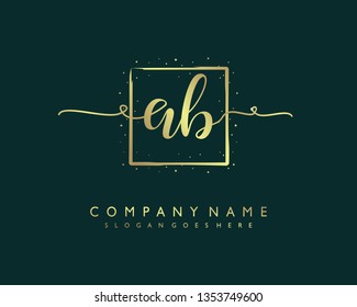 initials letter AB handwriting logo vector template