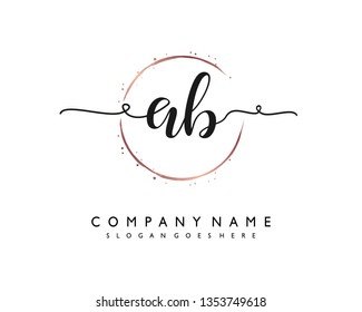 initials letter AB handwriting logo vector template