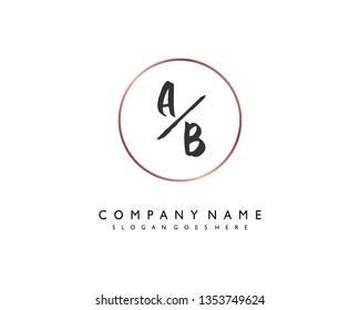 initials letter AB handwriting logo vector template