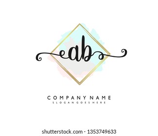 initials letter AB handwriting logo vector template