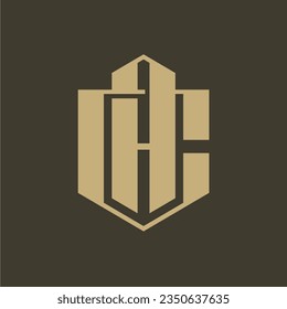 Initials Letter AC CA Shield Logo Template
