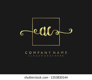 initials letter AC handwriting logo vector template