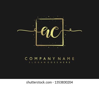 initials letter AC handwriting logo vector template