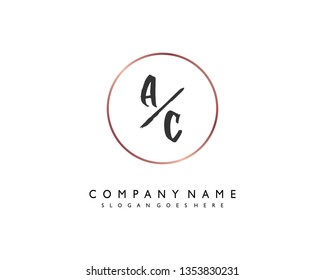 initials letter AC handwriting logo vector template