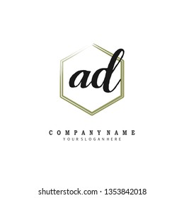 Initials letter AD handwriting logo vector template