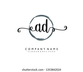 Initials letter AD handwriting logo vector template