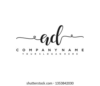 Initials letter AD handwriting logo vector template