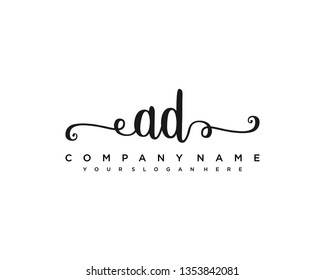 Initials letter AD handwriting logo vector template