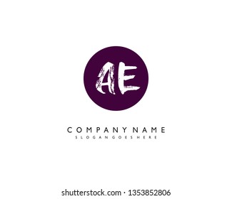 initials letter AE handwriting logo vector template