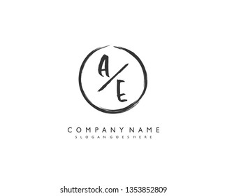 initials letter AE handwriting logo vector template