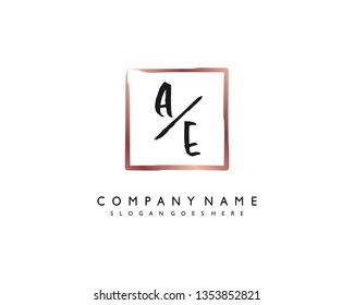 initials letter AE handwriting logo vector template
