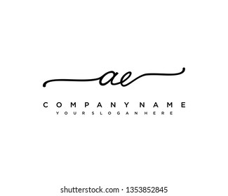 initials letter AE handwriting logo vector template