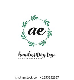 initials letter AE handwriting logo vector template