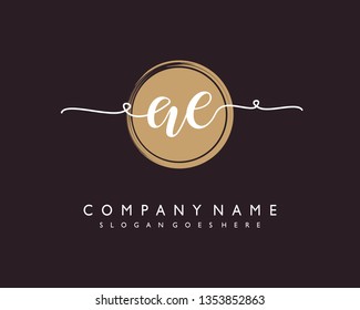 initials letter AE handwriting logo vector template