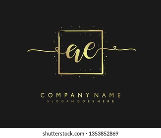 initials letter AE handwriting logo vector template