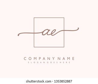 initials letter AE handwriting logo vector template