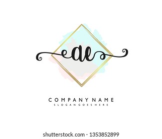 initials letter AE handwriting logo vector template