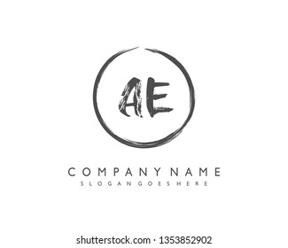 initials letter AE handwriting logo vector template