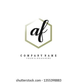 initials letter AF handwriting logo vector template