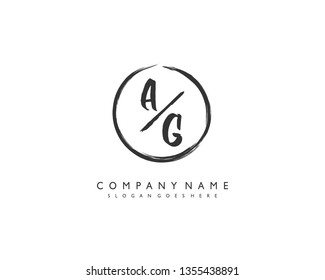 initials letter AG handwriting logo vector template