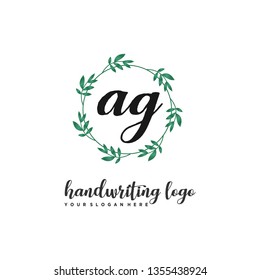 initials letter AG handwriting logo vector template