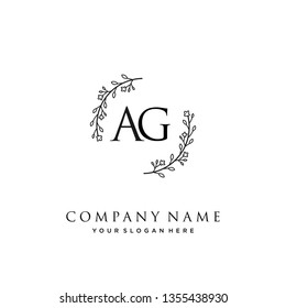 initials letter AG handwriting logo vector template