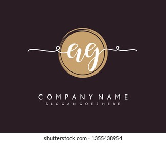 initials letter AG handwriting logo vector template