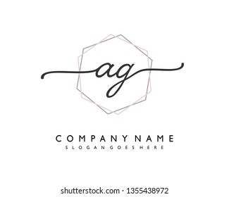 initials letter AG handwriting logo vector template