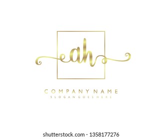 initials letter AH handwriting logo vector template
