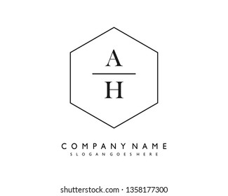 initials letter AH handwriting logo vector template