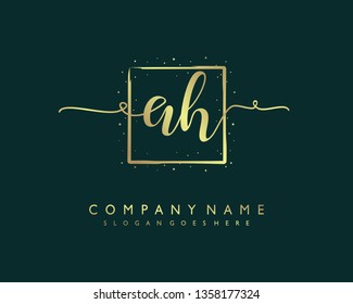 initials letter AH handwriting logo vector template