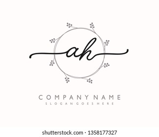 initials letter AH handwriting logo vector template