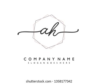 initials letter AH handwriting logo vector template