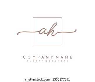 initials letter AH handwriting logo vector template