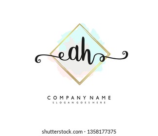 initials letter AH handwriting logo vector template