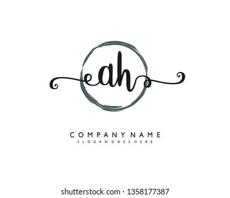 initials letter AH handwriting logo vector template