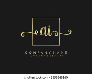 initials letter AI handwriting logo vector template