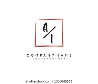 initials letter AI handwriting logo vector template