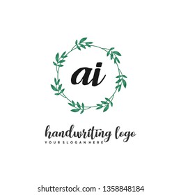 initials letter AI handwriting logo vector template