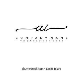 initials letter AI handwriting logo vector template