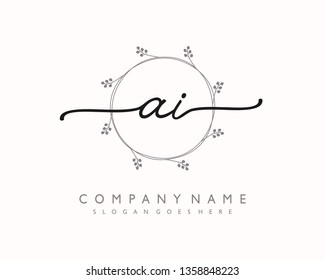 initials letter AI handwriting logo vector template