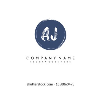 initials letter AJ handwriting logo vector template